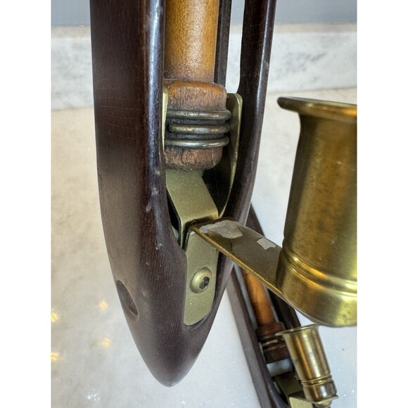 Vintage Draper Tru-Mold Wood Industrial Weaving Shuttle Candle Sconce Set - Picture 7 of 11